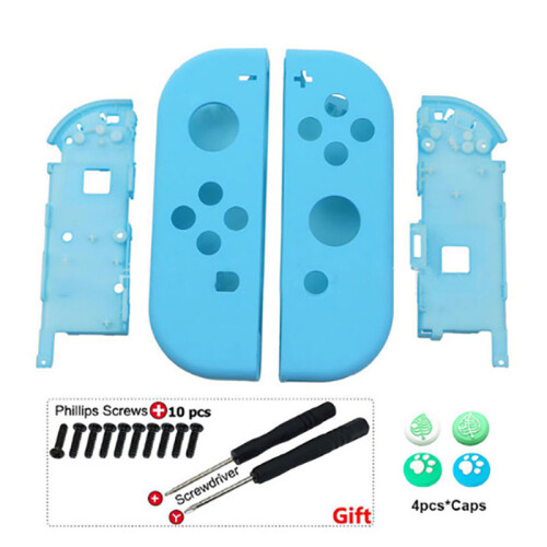 (Blue+Green) Replacement Case Shell Cover Protector with Thumb Caps Kit for Nintendo Switch Joy-Con Controller 2