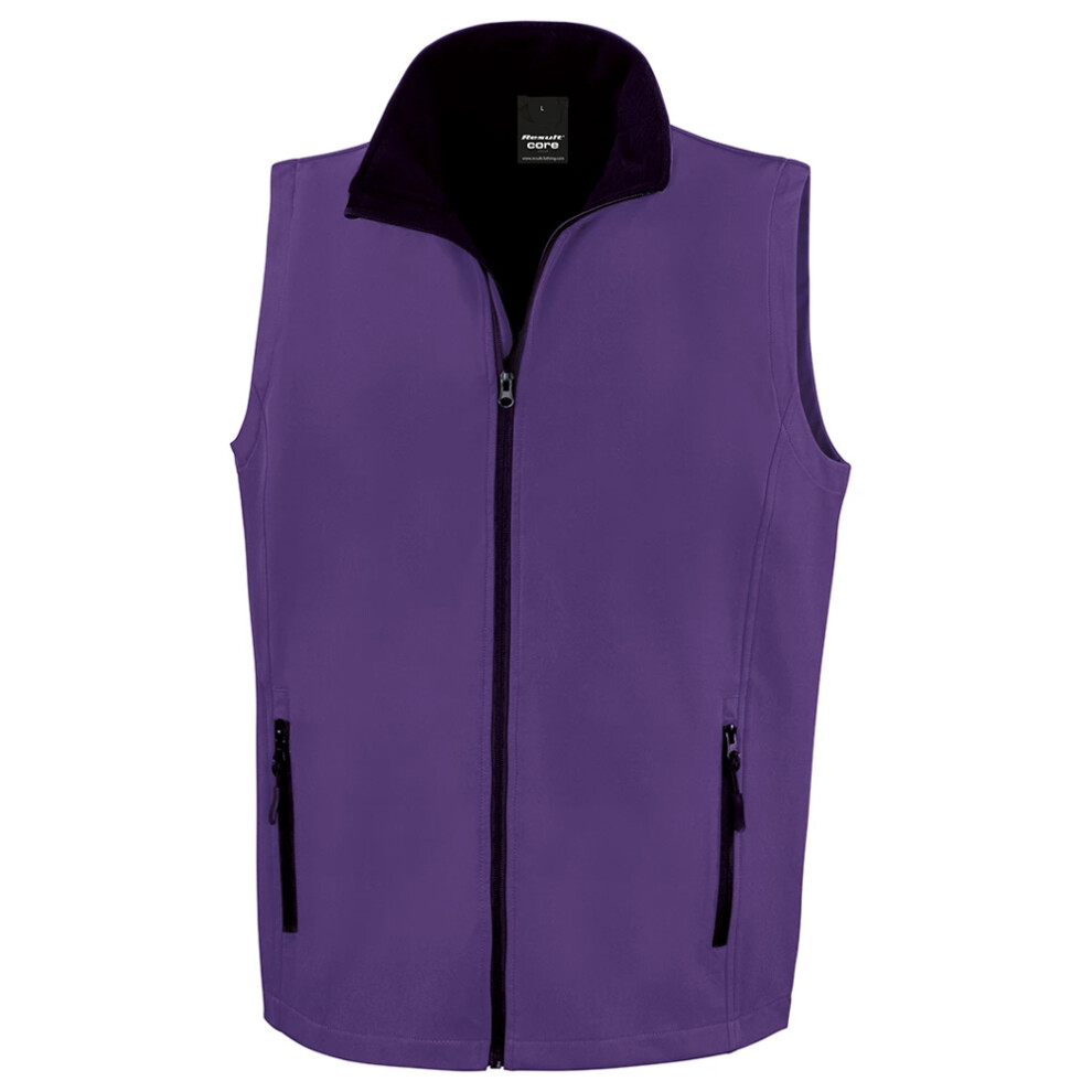 Result (S, Purple/Black) Mens Printable Softshell Body Warmer