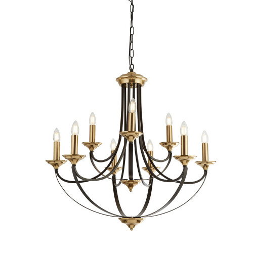 Pendant 9 Light Chandelier Dark Bronze Brown Ceiling Light E14 Dimmable IP20