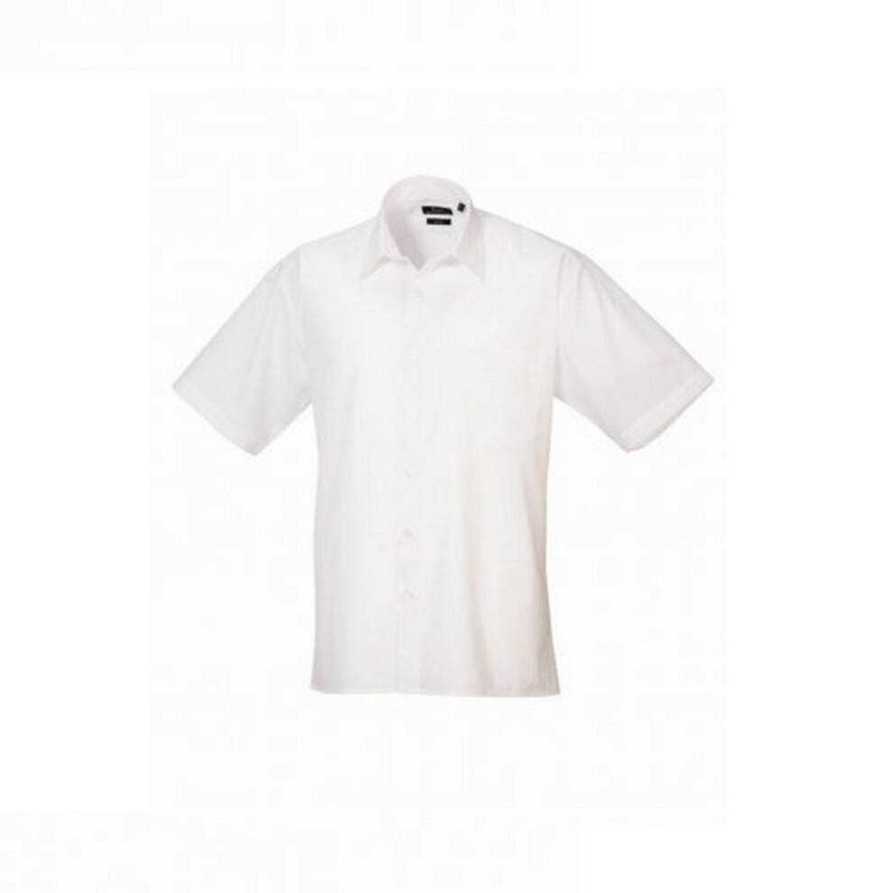 Premier (14.5In, White) Mens Short Sleeve Poplin Shirt