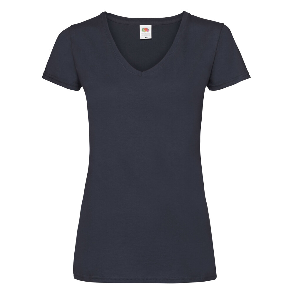 Fruit Of The Loom (10 Uk, Deep Navy) Womens/Ladies Valueweight V Neck Lady Fit T-Shirt
