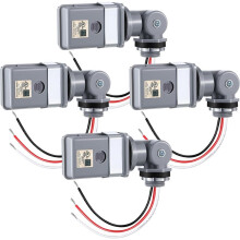 4 Pack Photocell Sensor for Outdoor Lights, 120VAC 50/60 Hz Photocell IP54, Swivel Mount Photocell, Dusk to Dawn Sensor