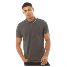 (L, Gray Marl) Bench Mens Gruff Short Sleeve Twin Tipped Polo Shirt