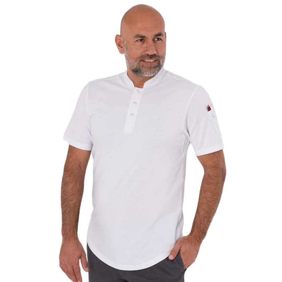 (M, White) Le Chef Unisex Adult Piquã© Knitted Chef Shirt 5063470503698