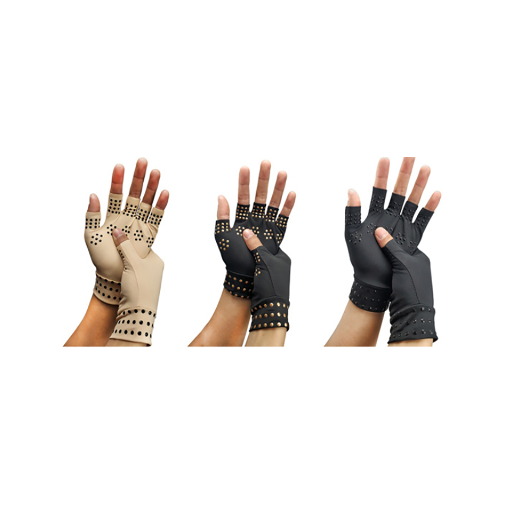 (Black) Magnetic Anti-Arthritis Health Compression Therapy Gloves for Rheumatoid Hand Pain Relief