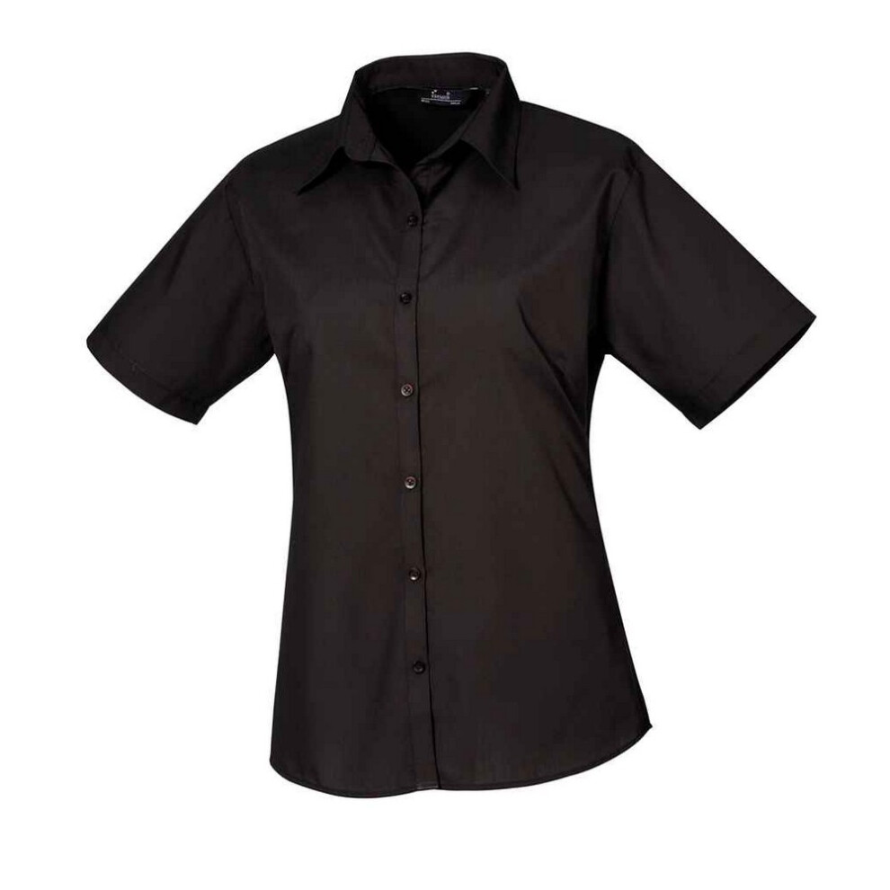 Premier (8 Uk, Black) Womens/Ladies Poplin Short-Sleeved Blouse