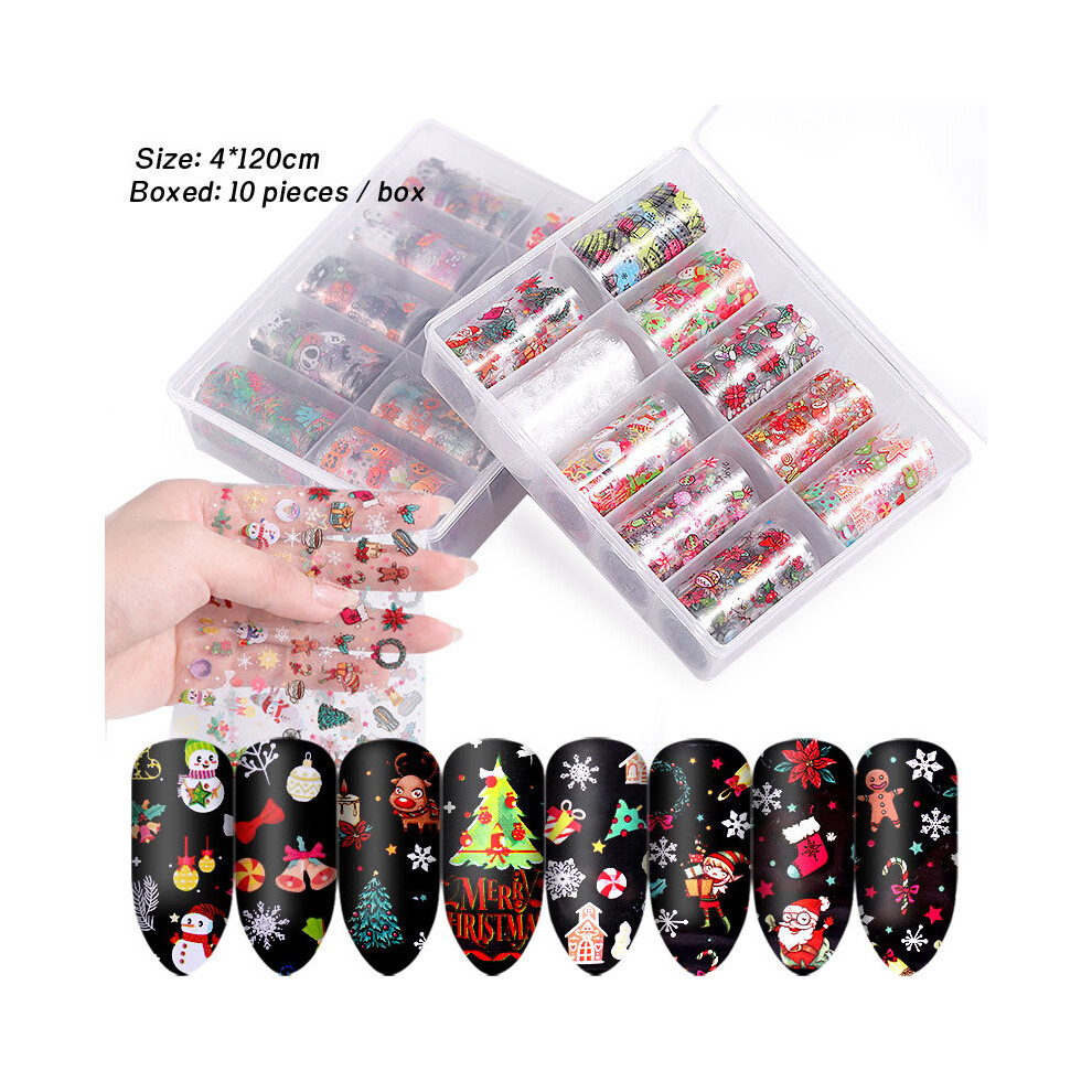 (#03) 10 Rolls Mixed Nail Foil Transfer Stickers Tips Wraps Manicure DIY Decoration