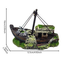 (C002 Boat A) Pirate Ship Aquarium Decor - Resin Fish Tank Ornament