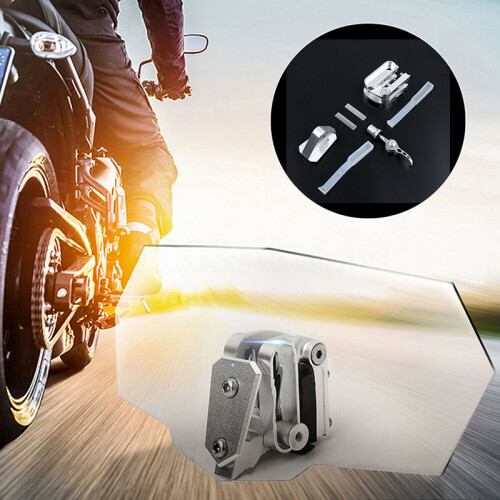 Motorcycle Adjustable Clip On Windshield Extension Spoiler Wind Deflector Kit 1