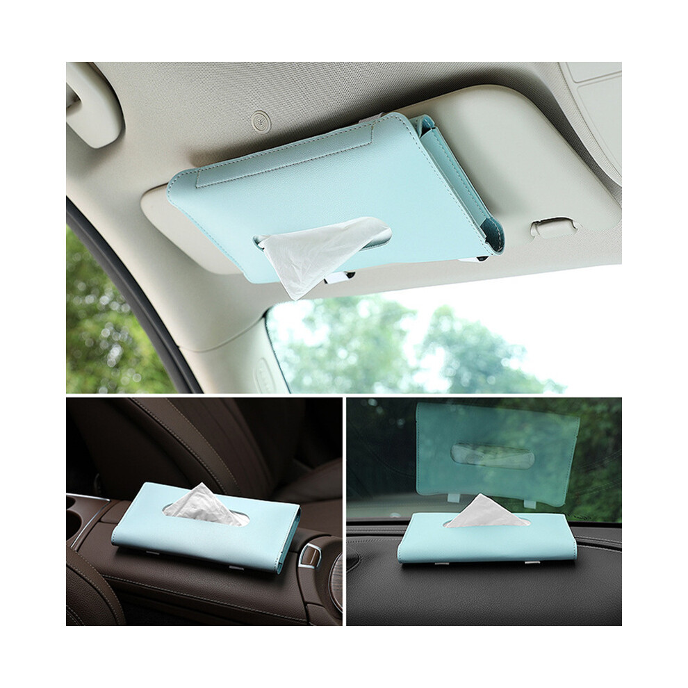 (Black) Car Visor Tissue Box Napkin Holder Pu Leather Backseat Paper Towel Case For Car Vehicle Black 115295440698