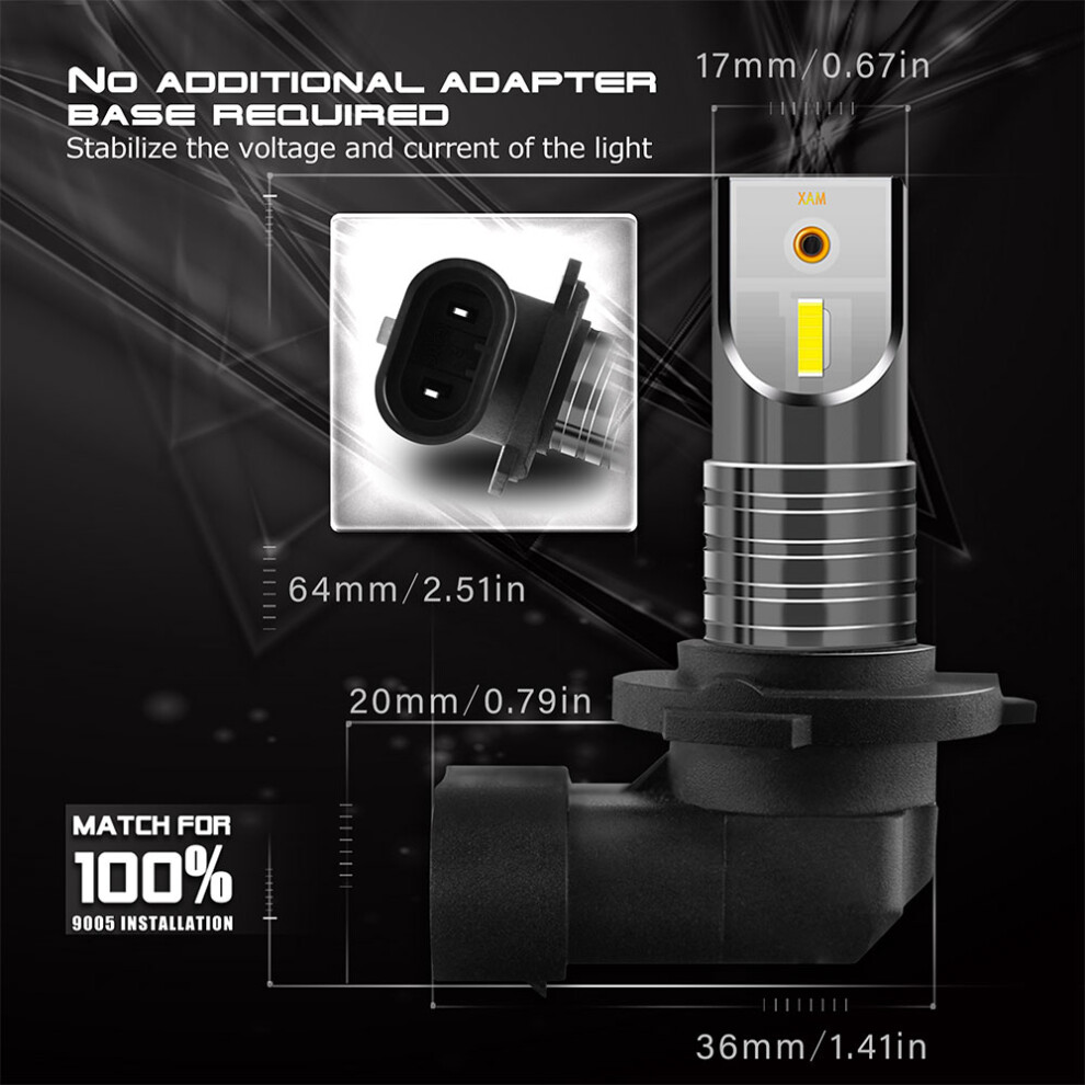 (M9006/9006) 2Pcs High Power Bright Car Auto Led Heads 55W 26000Lm 6000K Light/White 115295446881