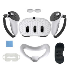 FöR Meta Quest 3 SkyddskåPa Handtag Controller Grips, Front Shell Headset Cover och Face Cover, VR TillbehöR-Vit