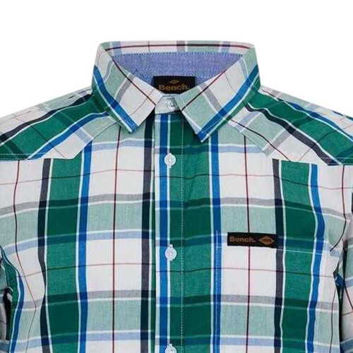 Bench (S, Green) Bench Mens Checked Relaxed Fit Shirt 2