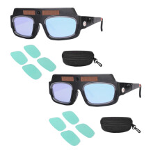 2X Solar Powered Auto Darkening Welding Mask Helmet Goggles Glasses Arc Anti-Shock Lens with Storage Case