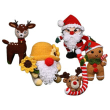 NyböRjarvirkningssats Succulent Christmas Series Crochet Kits med Instruktion Handledningar Video Tutorials Garnkrok NåL