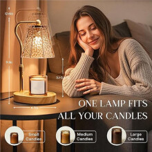 Candle Warmer Lamp with Timer Dimmable, Height Adjustable Wax Melt Warmer for New Home Bedroom, Vintage Candle Lamp (EU)