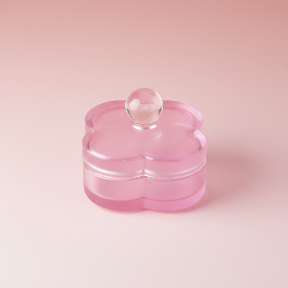 Zhouq-Outdoors (Pink, Clover) Crystal Nail Cup W/ Lid & Brush