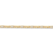 (18) Jewelco London Unisex Solid 9ct Yellow Gold 3 Plus 1 Figaro 1.4mm Gauge Pendant Chain Necklace - JCN004A