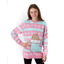 (11-12 Years) Pusheen Christmas Jumper (Girls Pink)