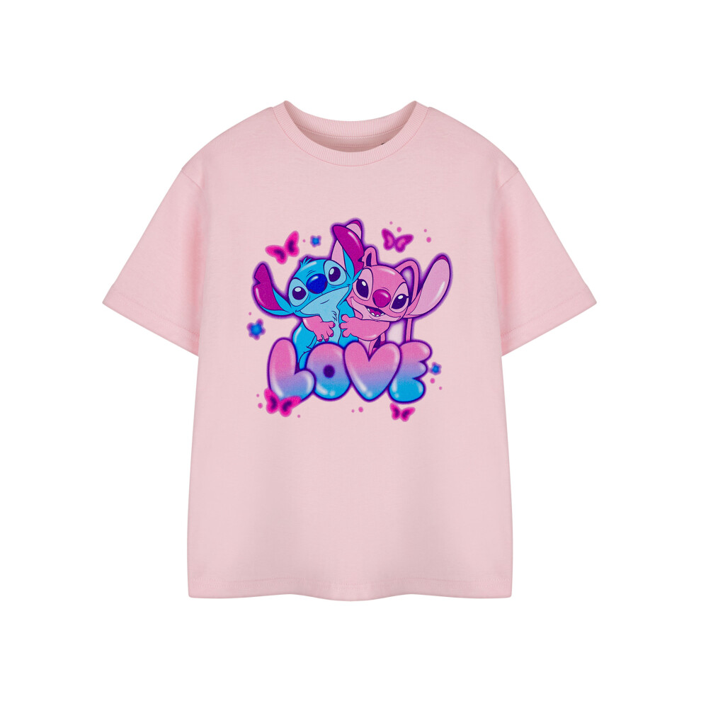 Disney (13-14 Years) Lilo & Stitch Short Sleeved T-Shirt (Girls Pink)