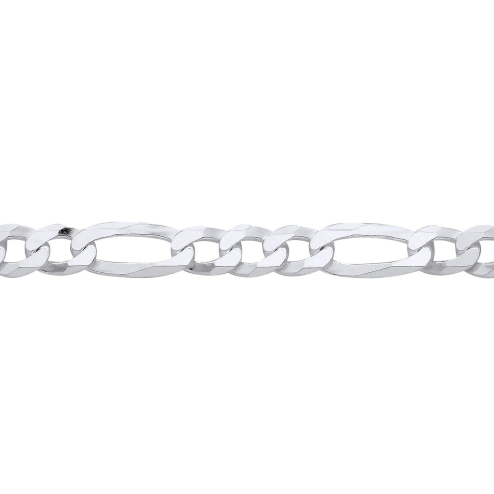 Jewelco London (22) Rhodium Plated Sterling Silver Traditional Diamond-Cut Figaro Figaro Chain Necklace - Gvch65