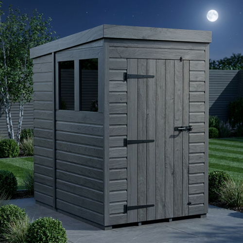 4x6 Pent Composite Shed Tanalised (Single Door, With Windows) 2