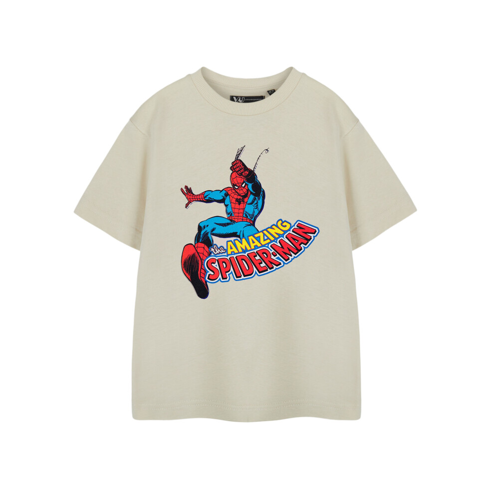 Marvel (11-12 Years) Spiderman Short Sleeved T-Shirt (Boys Beige)