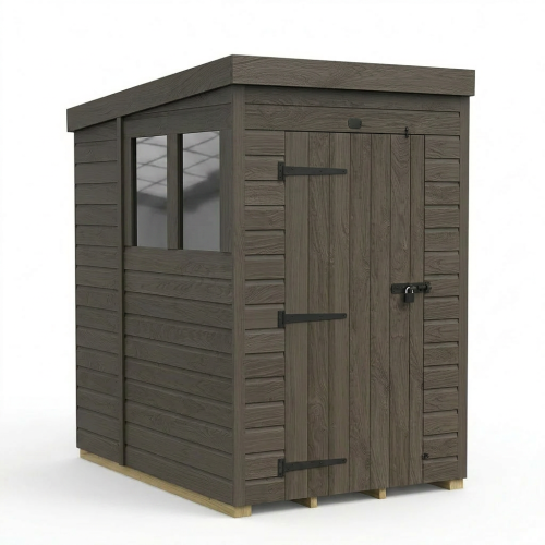 4x6 Pent Composite Shed Tanalised (Single Door, With Windows) 1