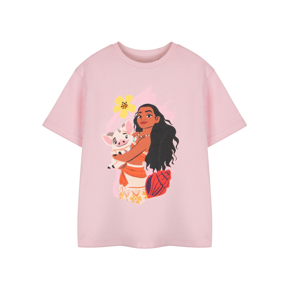 Disney (5-6 Years) Moana Short Sleeved T-Shirt (Girls Pink)