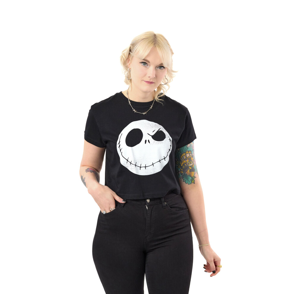 Disney (Small) The Nightmare Before Christmas Cropped Short Sleeved T-Shirt (Womens Black)