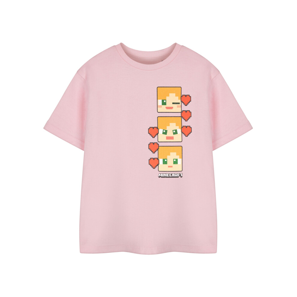 Minecraft (13-14 Years) Short Sleeved T-Shirt (Girls Pink)