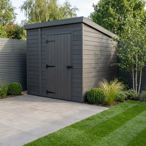 7x4 Pent Composite Shed Tanalised (Single Door, No Windows)