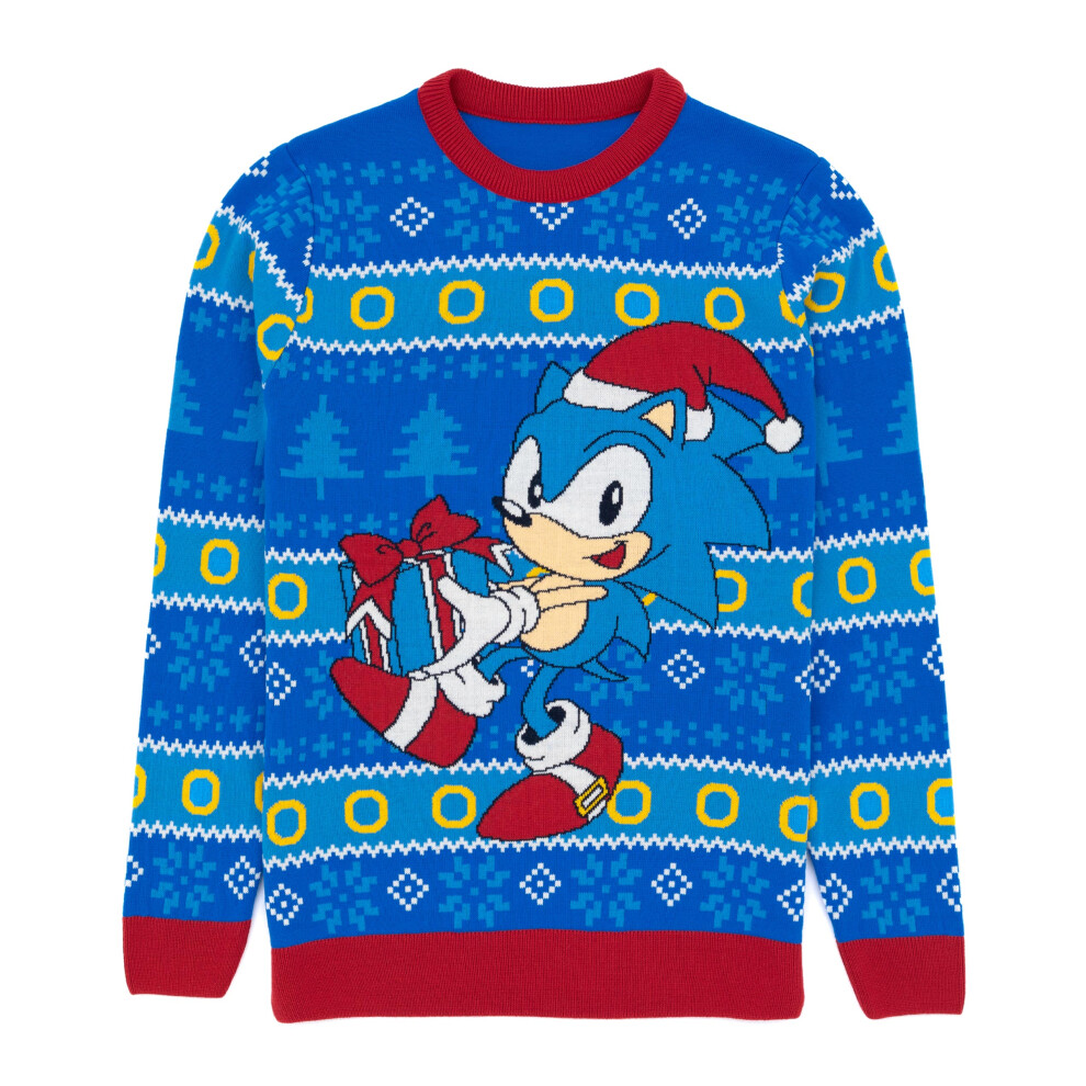 Sonic The Hedgehog (Small) Christmas Jumper (Mens Blue)