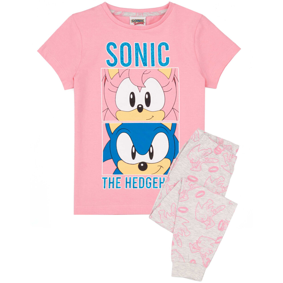 Sonic The Hedgehog (11-12 Years) Short Sleeve Long Leg Pyjama Set (Girls Pink)
