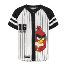 (7-8 Years) Angry Birds Baseball Jersey (Boys Black)