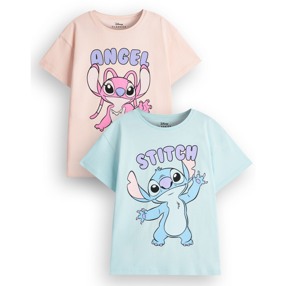 Disney (13-14 Years) Lilo & Stitch Multi-Pack Of 2 Short-Sleeved T-Shirts (Girls Multicoloured)