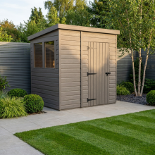 7x4 Pent Composite Shed Tanalised (Single Door, With Windows)