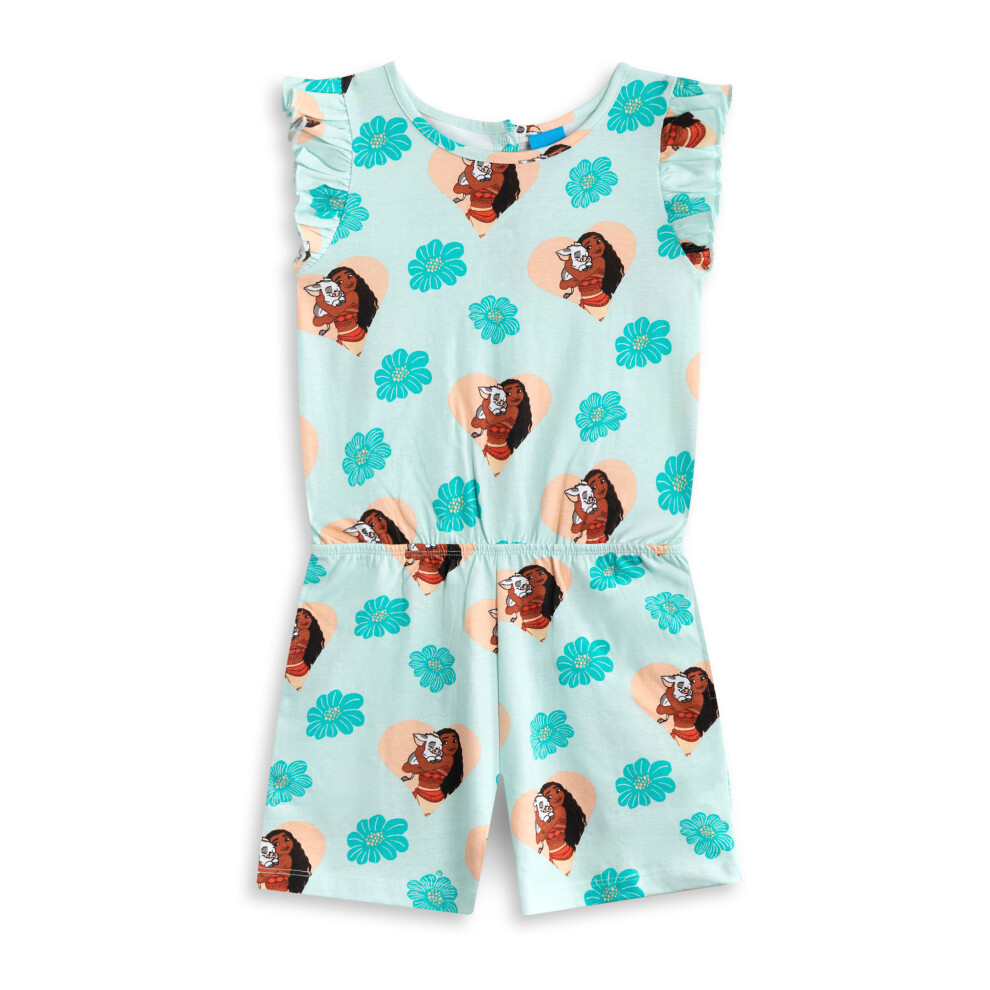 Disney (5-6 Years) Moana Sleeveless Playsuit (Girls Green)
