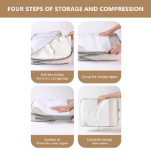 (Three-piece set with net beige) Durable Oxford Packing Mesh Bags for Suitcases