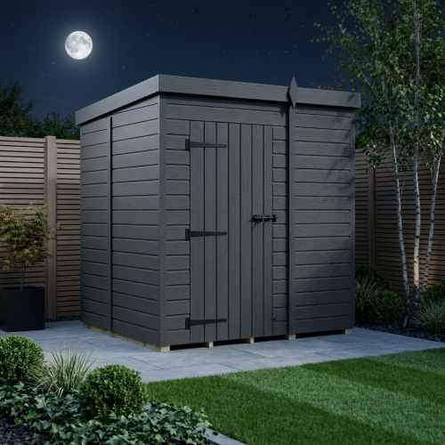 6x5 Pent Composite Shed Tanalised(Single Door, No Windows) 2