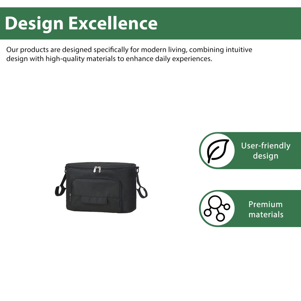 Hue-Grain (Black) Stroller Hanging Bag With Pockets For Baby Carriage