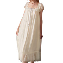 Women'S Sleepwear Lace Nightdress Victorian Vintage Nightgown Loungewear Pajamas Yellow M