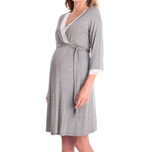 Women'S Maternity Robe Pregnancy Breastfeeding Bathrobes Labor Delivery Nightgowns Dark Gray M