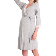 Women'S Maternity Robe Pregnancy Breastfeeding Bathrobes Labor Delivery Nightgowns Light Gray S