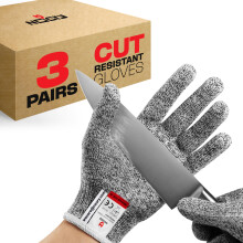 Guanti NoCry Premium Resistenti ai Tagli - 100% Grado Alimentare; Protezione Livello 5; Ambidestro; Lavabili in Lavatrice; Comfort Superiore