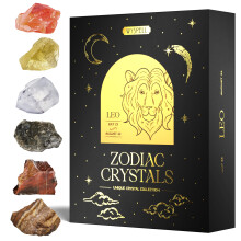 Set de Cristaux Wyspell Leo - 6 Cristaux Bruts et Pierres de Guérison - Cadeaux Zodiacaux Leo pour Femmes