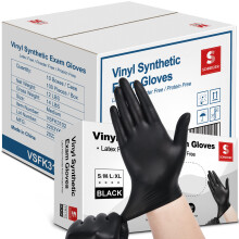Gants d'examen en vinyle noir Schneider, jetables, sans latex, 4 mil, 1000 gants pour médical, cuisine, nettoyage
