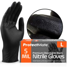 Gants Nitrile Noirs Protectmate 5 Mil pour Préparation Alimentaire - Gants Jetables Sans Latex