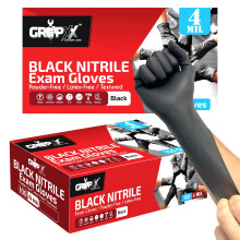 Gants Nitrile Noirs Jetables London Labs, Sans Latex & Poudre, 4 Mil, Nettoyage, Cuisine, Mécanique, Tatouage (200 Compte, XL)