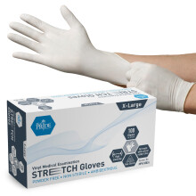 Gants médicaux jetables blancs MED PRIDE, vinyle ultra-extensible, sans latex ni poudre, grande taille 100